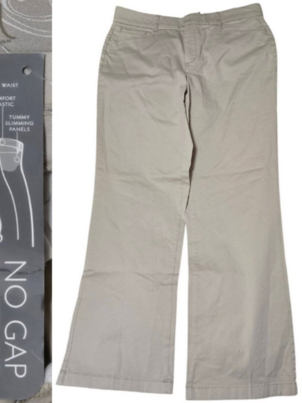 JM Collection Women No Gap Waist Tummy Slimming Dress Casual Khaki Pants 12 NWT